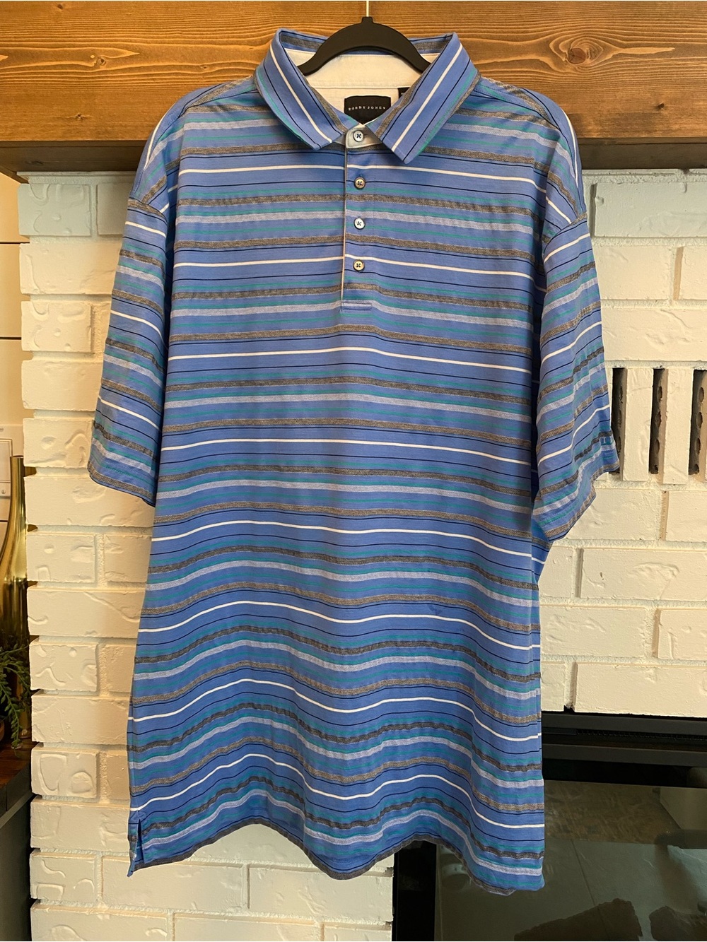 Bobby Jones 1930 Blue Striped Mercerized Cotton Golf Polo Shirt XXL